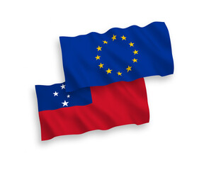 Flags of European Union and Independent State of Samoa on a white background