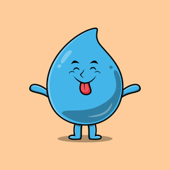 Cute cartoon water drop character with flashy expression in cute style