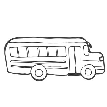 School bus icon. Outlined on white background.