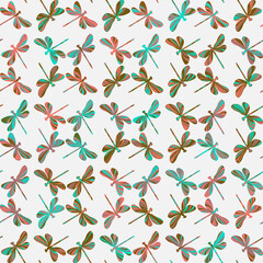 Dragonfly insects fashion colored seamless pattern