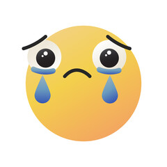 Fototapeta premium Cute Kawaii face with manga big eyes and mouth, showing crying and sad emotion. Isolated on white background vector illustration