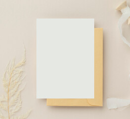 Blank greeting card with envelopes for greeting, wedding cards, birthday card, Mockup for design