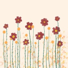 Gentle abstract background with flowers and plants.