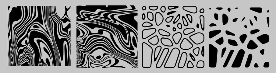 Set of organic shapes and patterns for poster and cover design. Naïve art style.