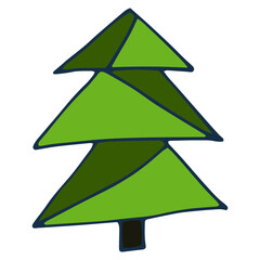 Cute hand drawn element of a Christmas tree. Doodle vector illustration Christmas tree
