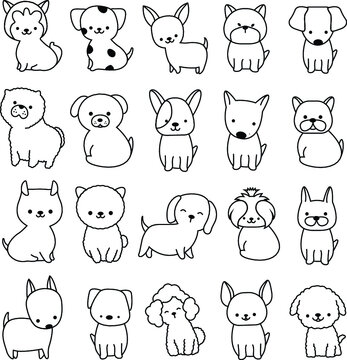Cute baby dogs cartoon hand drawn style,for printing,card, t shirt,banner,product.vector illustration	

