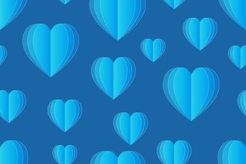 Blue light neon heart love pattern