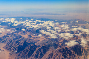Obraz premium View of the Sinai mountains and desert in Egypt. View from a plane