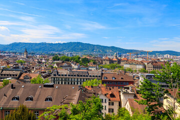 Fototapeta premium Aerial view of the old town of Zurich, Switzerland