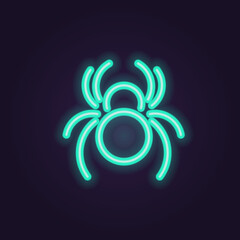 Spider neon. Halloween party. Spider neon. Neon, vector