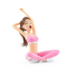3d sporty woman morning stretch