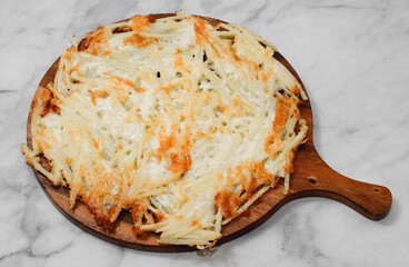 Potato Pancakes on bright background.