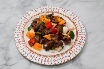 Chop Steak on bright background.