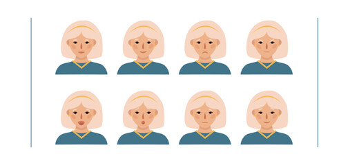 Girls portraits. Set of vector