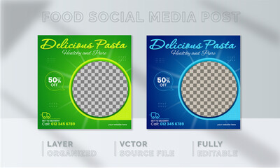 Delicious Pizza Food social media banner design, restaurant business marketing Instagram post template, squire web banner design, food online promotion flyer, poster ads, Sale cover. Pasta hamburger.
