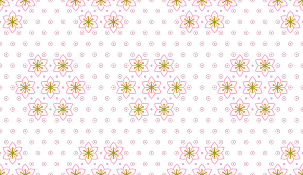 Flower seamless pattern background. Flower drawing in pink on white background. Vector illustration for wear fabric textile print wedding card decoration.
