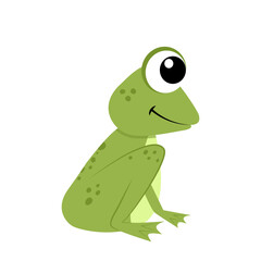 Frog. Funny frog in half face. Flat, cartoon, vector