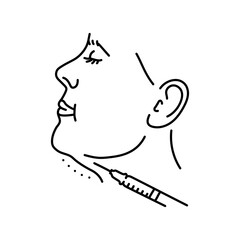 Lipolytic injections into the chin color line illustration