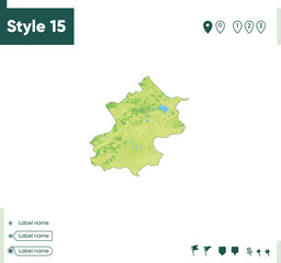 Obraz premium Beijing, China - map with shaded relief, land cover, rivers, lakes, mountains. Biome map.
