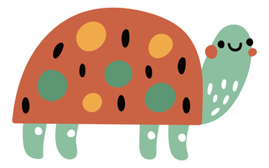 Cute turtle. Funny character in decorative kid style
