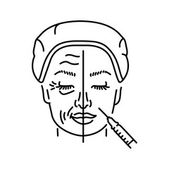 Plasmolifting therapy color line illustration. Hyaluronic injection.