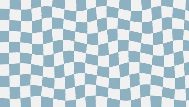 Waving Blue Checker Flag, Animated Background Seamless Loop. Moving Cyan Checkers Pattern Animation, Racing and Motorsports Backdrop. Motion Graphics for Videos, Channels and Live Streams.