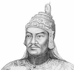 Nguyen-Hue, warrior, Portrait from South Vietnam 200 Dong 1966 Banknotes.