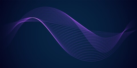 Music wave. Abstract background. Curve lines shape. Modern technology. Minimal backdrop. Equalizer glowing graphic waveform. Sound digital pulse. Audio electronic signal. Vector concept