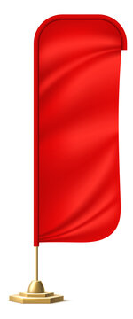 Outdoor Commercial Banner Mockup. Street Red Promo Flag