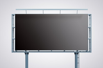Obraz premium Blank black horizontal billboard isolated on white background, front view. Mock up, 3D Rendering