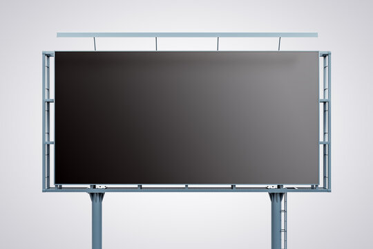 Blank black horizontal billboard isolated on white background, front view. Mock up, 3D Rendering