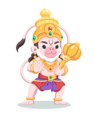 Cute style Hindu god Lord Hanuman cartoon illustration