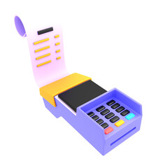 3d render illustration pos terminal for bills payment