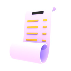 3d rendering paper bill transaction receipt payment