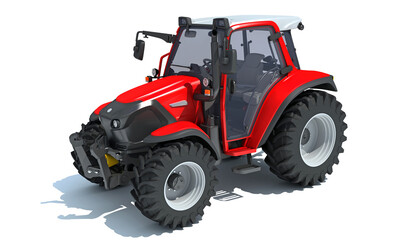 Red Farm Tractor 3D rendering