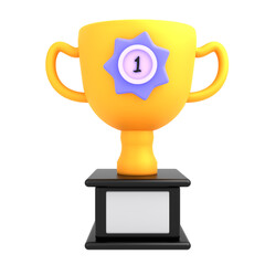 3d icon trophy with gold silver bronze badge premium