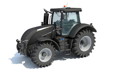 Black Farm Tractor on white background 3D rendering © 3D Horse