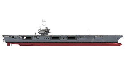 Fototapeta premium Aircraft carrier nuclear military ship, side view 3D rendering