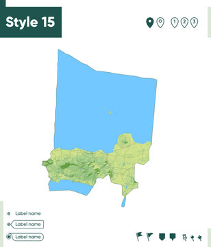 Central Java, Indonesia - map with shaded relief, land cover, rivers, lakes, mountains. Biome map.