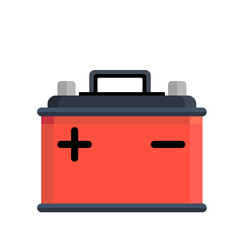 Car battery icon isolated on white background. Energy storage battery and electricity storage battery. Rechargeable battery auto parts power supply in flat style. jpeg image  illustration
