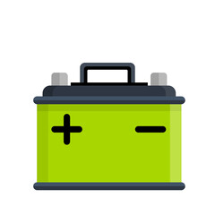 Car battery icon isolated on white background. Energy storage battery and electricity storage battery. Rechargeable battery auto parts power supply in flat style. jpeg image  illustration
