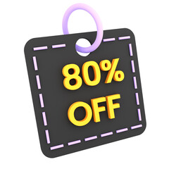 3d discount 70% 80% 90% off sale tag icon ecommerce illustration