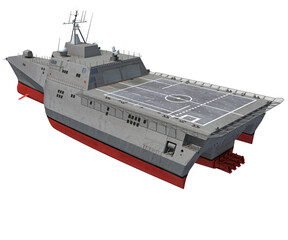 Naval Forces Battle Ship 3D rendering warship on white background © 3D Horse