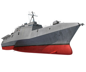 Naval Forces Battle Ship 3D rendering warship on white background