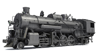 Fototapeta na wymiar Vintage steam old train locomotive 3d rendering on a white background