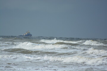 North sea in April in Julianadorp, Netherlands. 