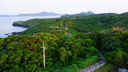 Fototapeta na wymiar 長崎県平戸市の大バエ灯台から見える風景