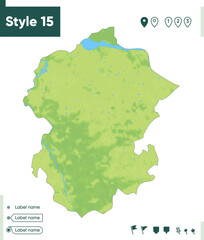 Obraz premium Chuvash Republic, Russia - map with shaded relief, land cover, rivers, lakes, mountains. Biome map.