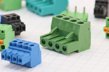 Connectors for connecting wires in automation and electronics equipment.