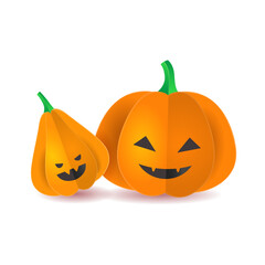 Collection of 3D Paper Pumpkins with Halloween Faces